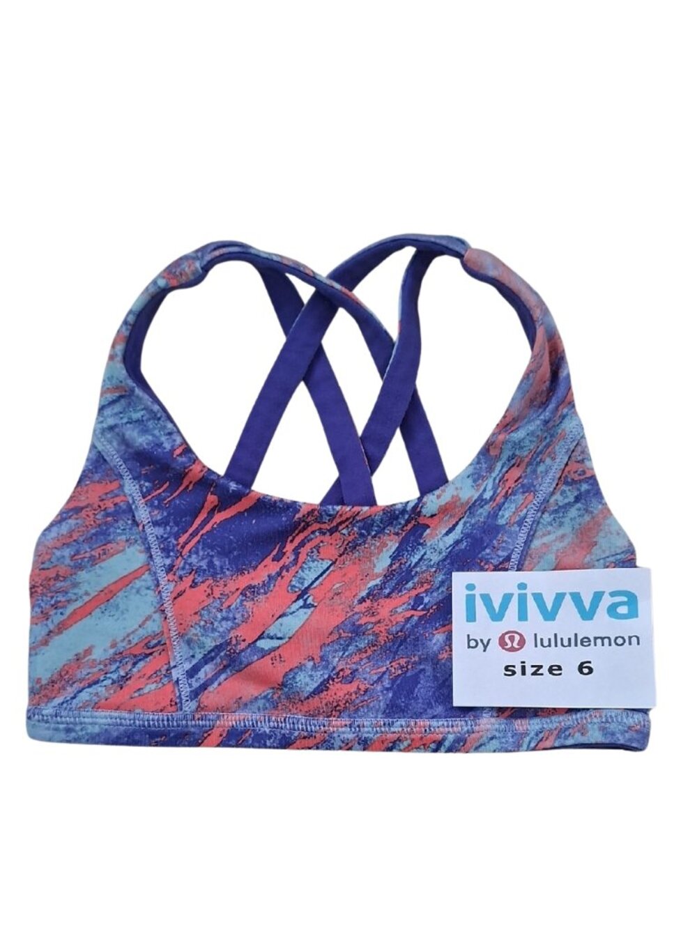 Ivivva Girl by Lululemon 🍋Vitality Bra reversible dance gym purple coral size 6